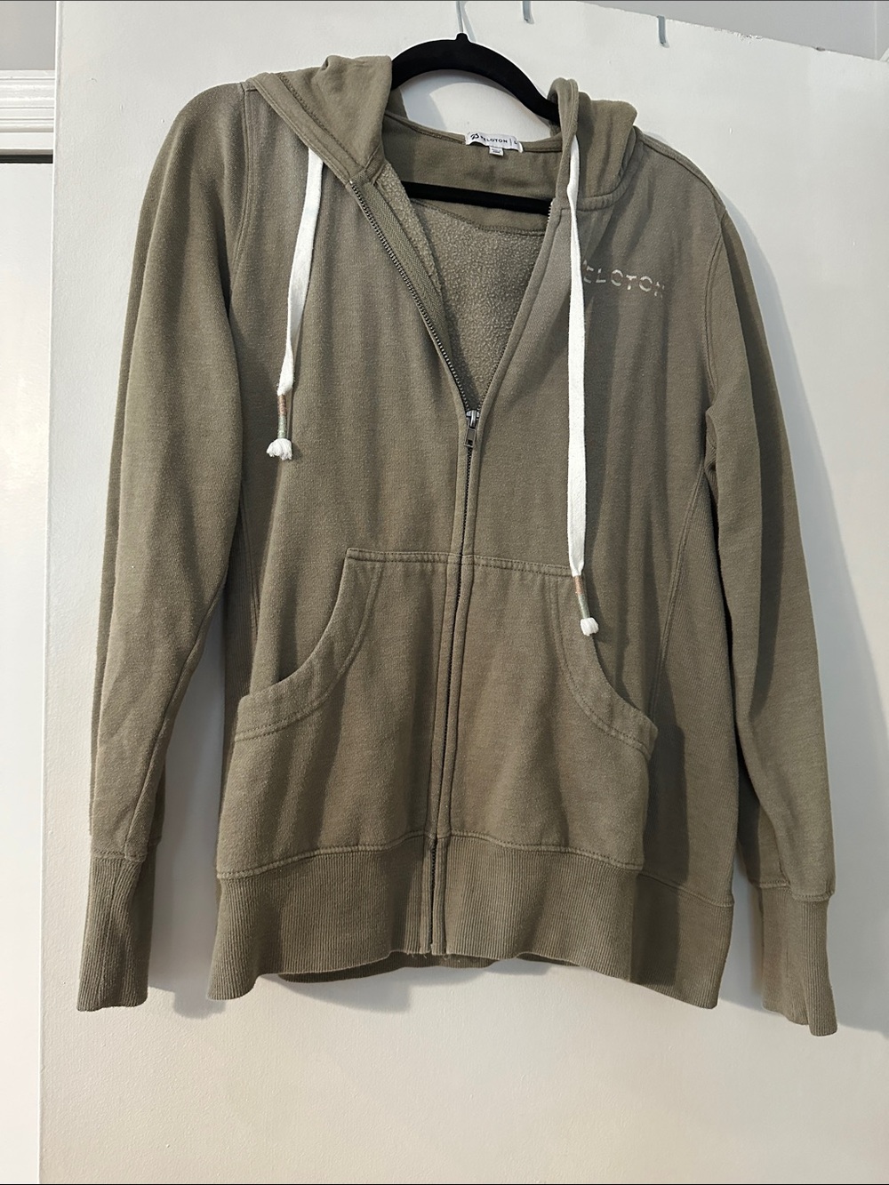 Women’s Large Peloton Zip-Up Hoodie Jacket - Olive Green
